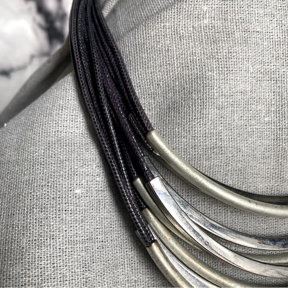 Black And Silver Statement Necklace - image 2